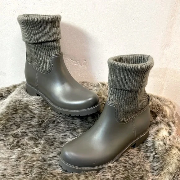 MIA Rain Boot Versatile Knit Accent Cuff grey/Olive Waterproof Lower-38-#0031 - Picture 1 of 14